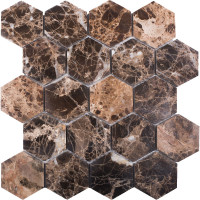 Мозаика Wild Stone Hexagon Dark Emperador Polished 63x63 (JMST6303P) 282x260x8, натуральный мрамор