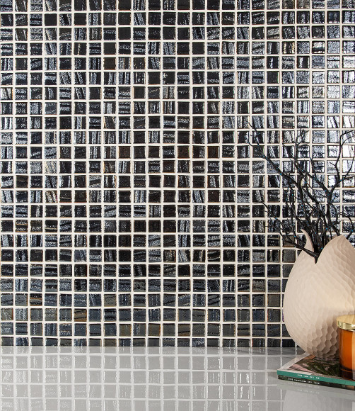 Мозаика Vidrepur Aqua Black Черный (на сетке) Мозаика Vidrepur Aqua Black Черный (на сетке)