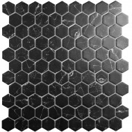 Мозаика Vidrepur Hex Supreme Marquina (на сетке)