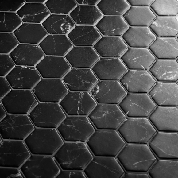 Мозаика Vidrepur Hex Supreme Marquina (на сетке) Мозаика Vidrepur Hex Supreme Marquina (на сетке)