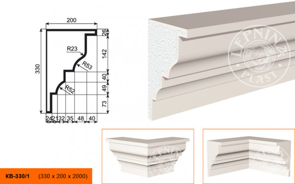 Фасадный карниз LepninaPlast КВ-330/1