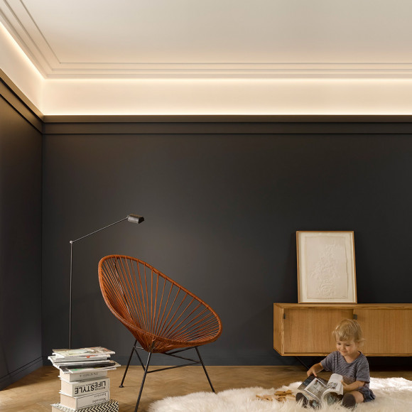 Лепнина Orac Luxxus C395 Steps Карниз для скрытого освещения, профиль для штор