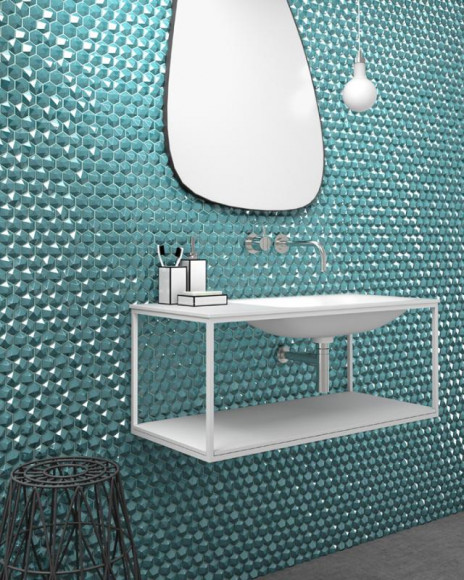 Мозаика Vidrepur Hexagon Diamond № 370D Бирюзовый (на сетке)